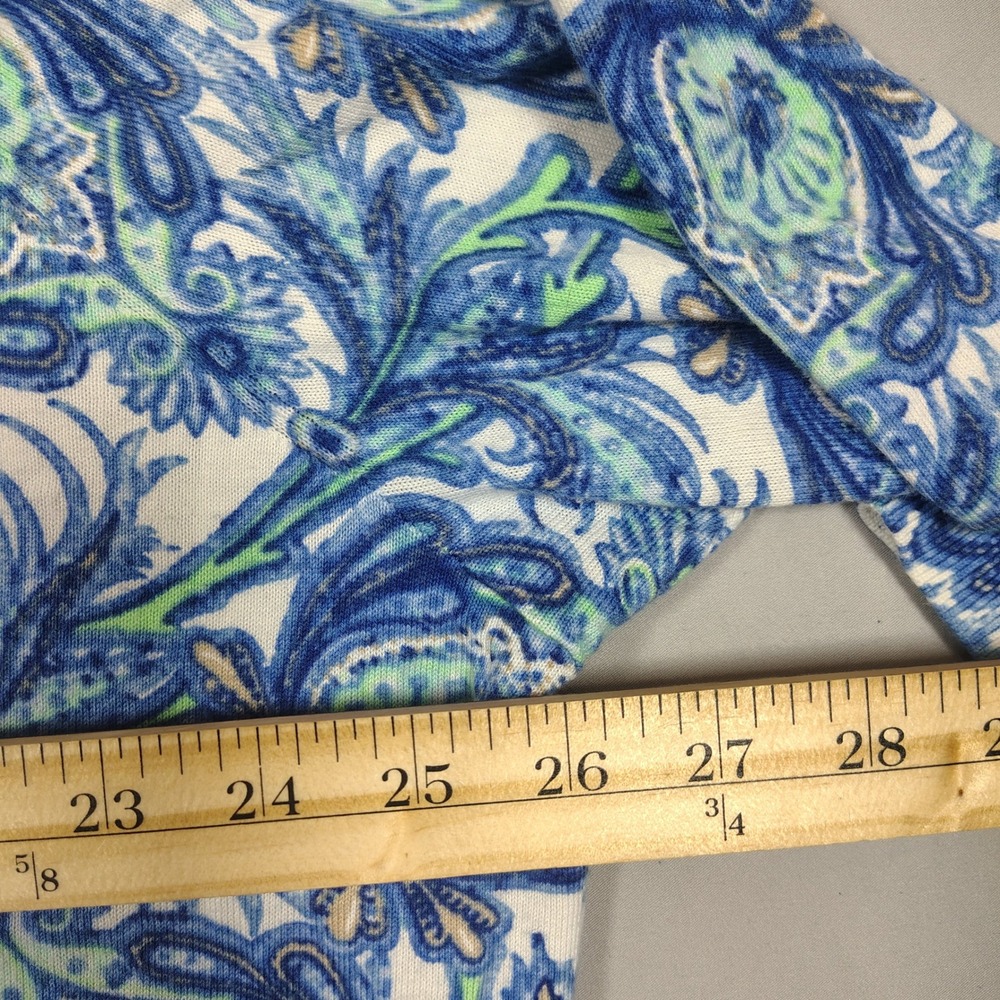 Talbots Cardigan Women 3X Blue Paisley Knit 3/4 Sleeve Cotton Rayon Sweater - Picture 6 of 7